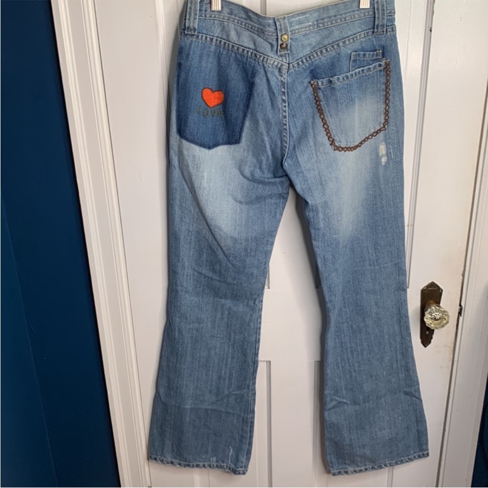 Joystick Hand Embroidered Patchwork Distressed Fl… - image 6